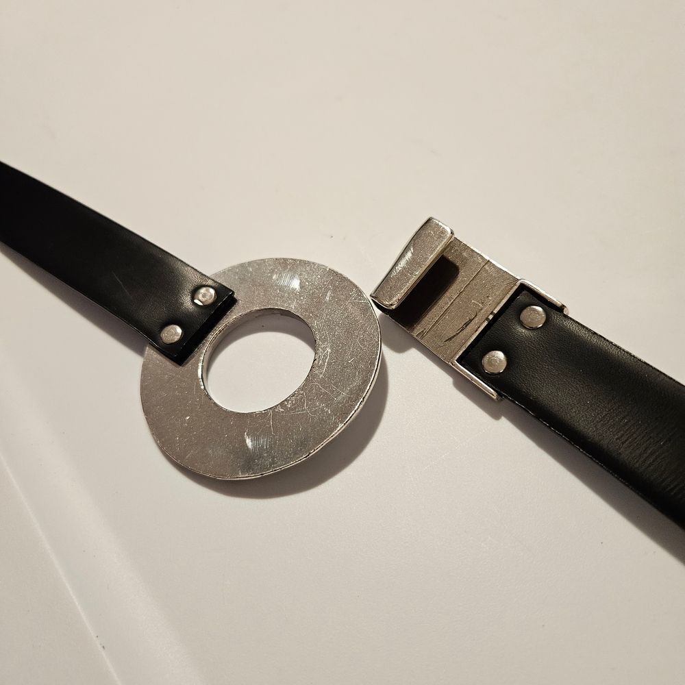 Chico's Black Leather Belt Sz S-XL 41" Adjustalbe - Picture 7 of 9